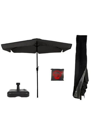 Parasol Zwart Ø3m + Hoes en lichte Voet
