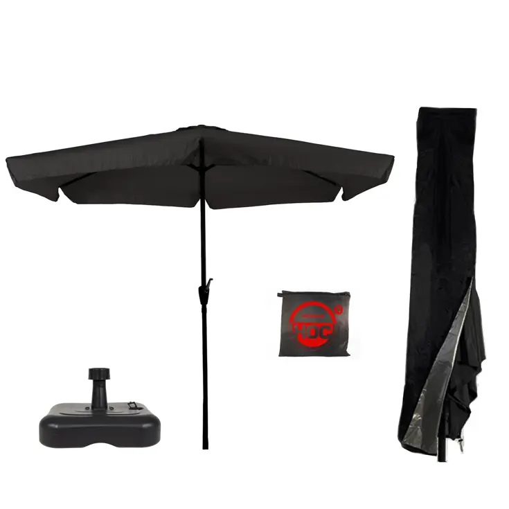 Parasol Zwart Ø3m + Hoes en lichte Voet