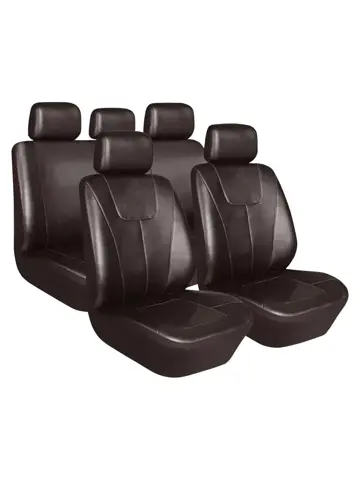 'Demio' Zwart kunstleder (11-delig) - Stoelhoezenset 