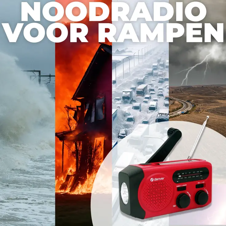 Noodradio FM Solar Powerbank Opwindbaar