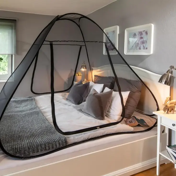 Bedtent Pop Up klamboe - 200x180cm - Zwart