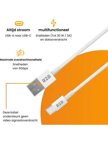USB-A naar USB-C Kabel - 2 Meter