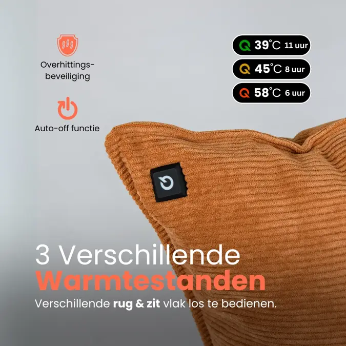 Qnuss Warmtekussen Ribstof 45x45