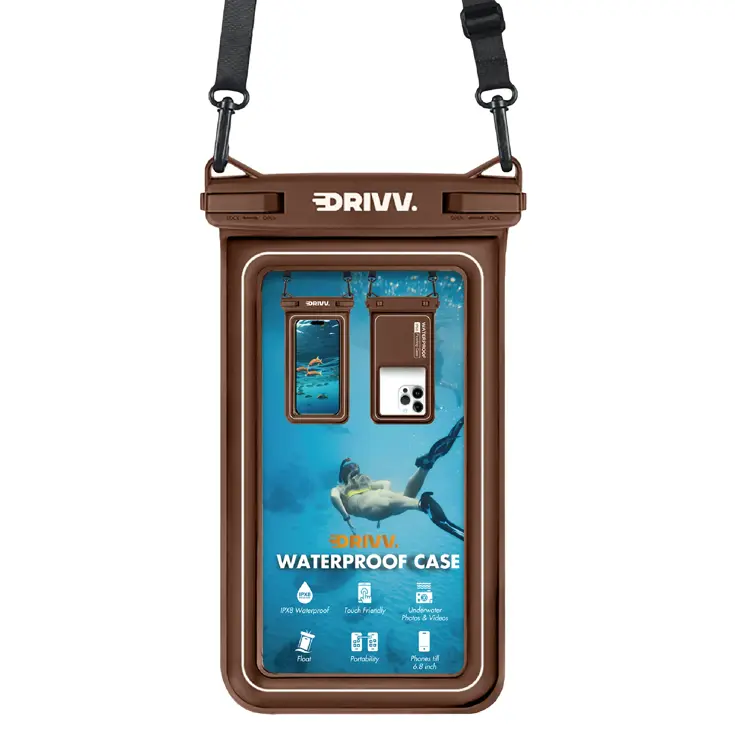Waterdicht Telefoonhoesje - 6.8" Bruin - Drijvend