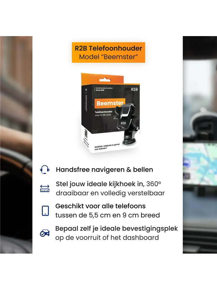 Telefoonhouder Auto voor Raam en Dashboard