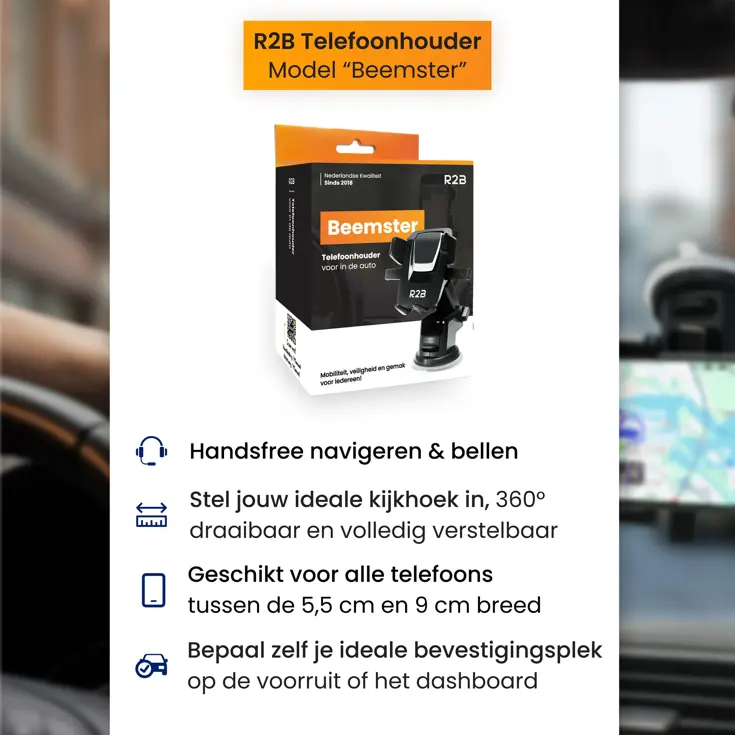 Telefoonhouder Auto voor Raam en Dashboard