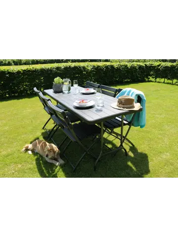 Klaptafel - 180cm - zwart - houtlook