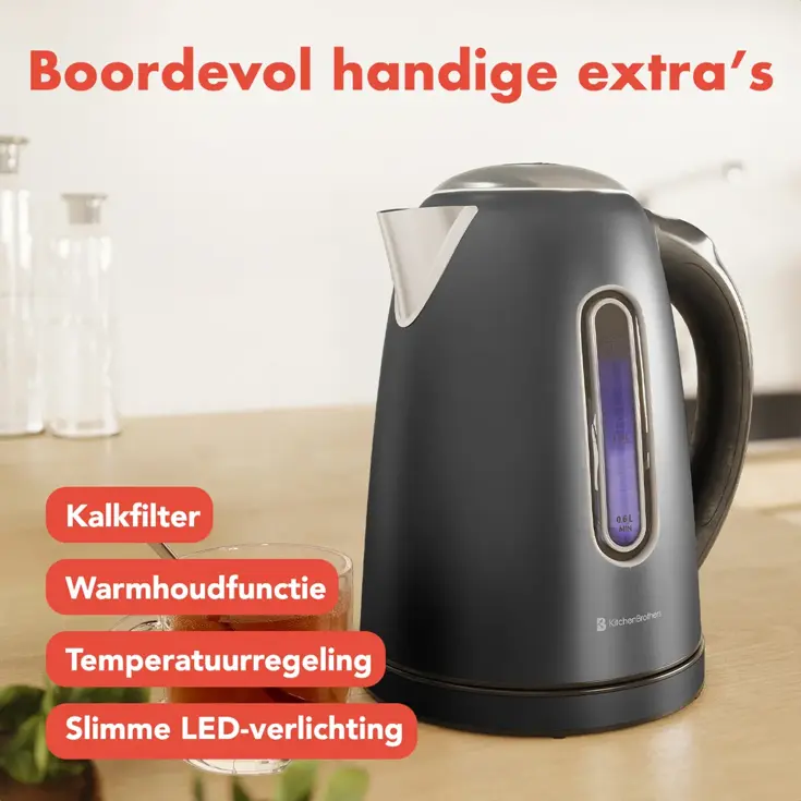 Waterkoker – 1,7L – Zwart/RVS