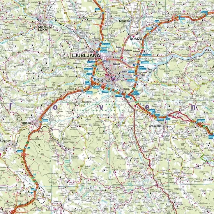 Wegenkaart Slovenië 1-zijdig 1:200.000