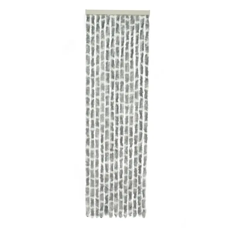 Chenille Streep grijs/wit 56x185cm