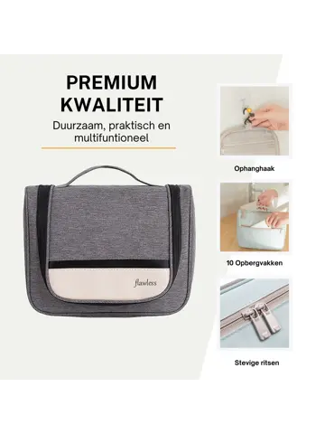 Toilettas met haak – Travel organizer – Grijs