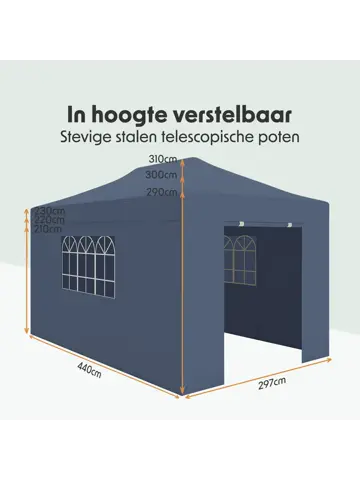 Partytent met Zijwanden – 3x4.5 m – Donkerblauw