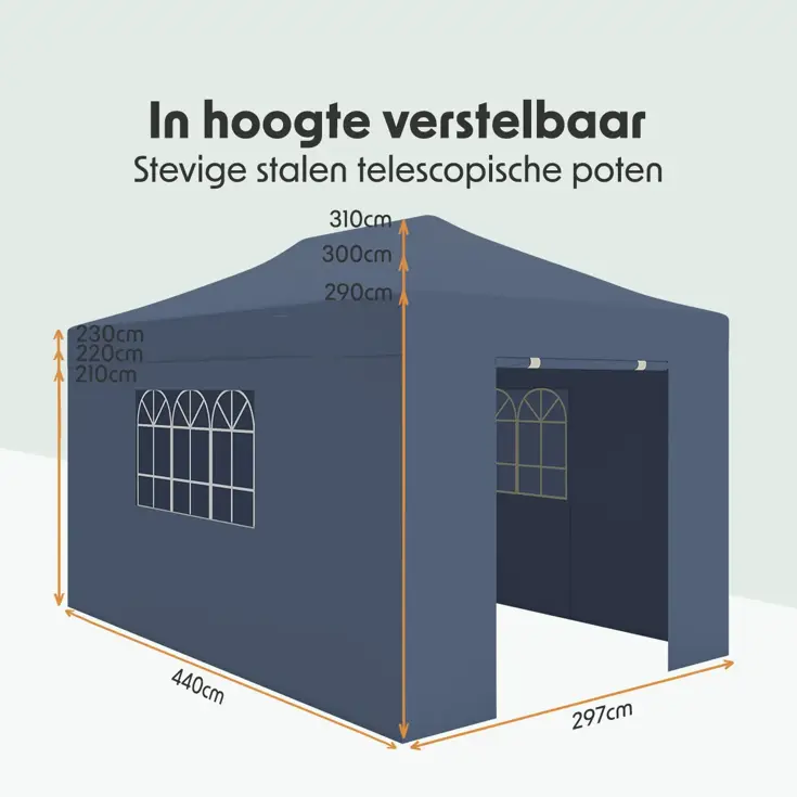 Partytent met Zijwanden – 3x4.5 m – Donkerblauw