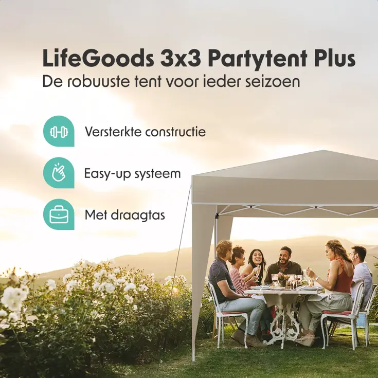 LifeGoods Partytent Plus – 3x3 m