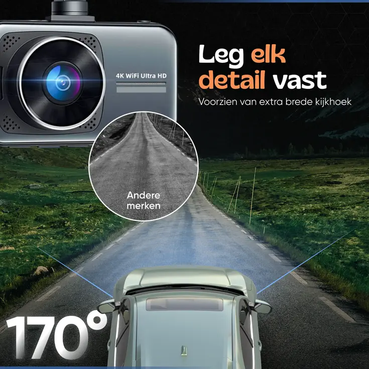 2CH Dashcam - WiFi GPS 4K 64GB - D1 Pro Dashcam