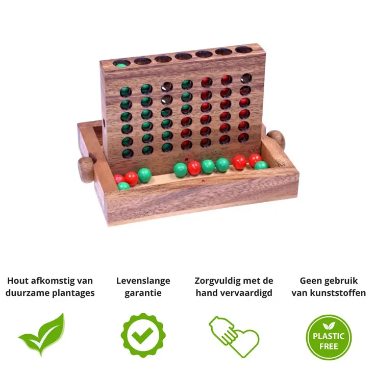 Vier op een Rij – Houten Bordspel