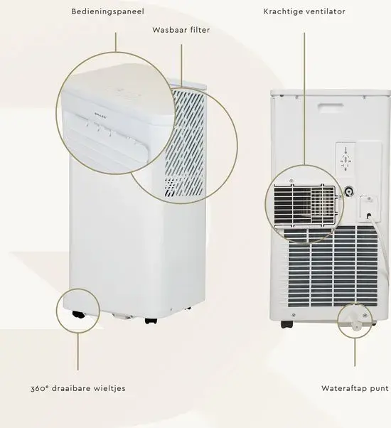 Mobiele airco met afstandsbediening -  9000 BTU