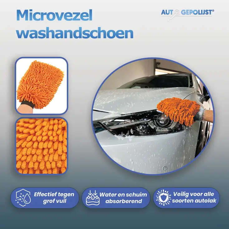 Auto Gepolijst Microvezel Autowashandschoen Oranje