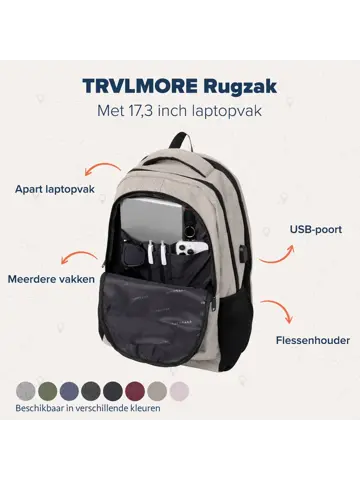 TRVLMORE Rugtas - 36L - 17 Inch