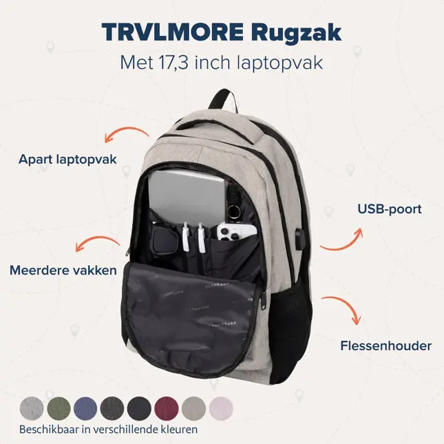 TRVLMORE Rugtas - 36L - 17 Inch