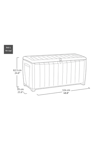 Keter Novel Opbergbox - 340L - Grijs