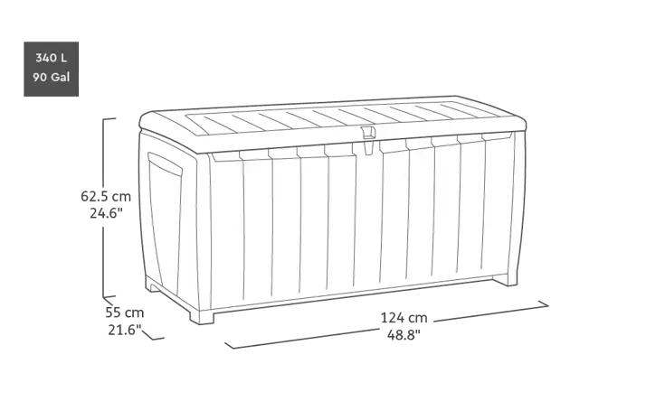 Keter Novel Opbergbox - 340L - Grijs
