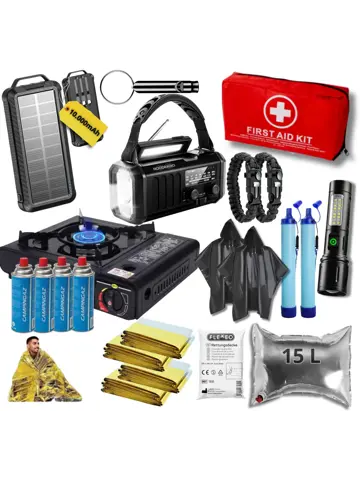 Noodpakket XXL-Noodradio, Kooktoestel & Powerbank