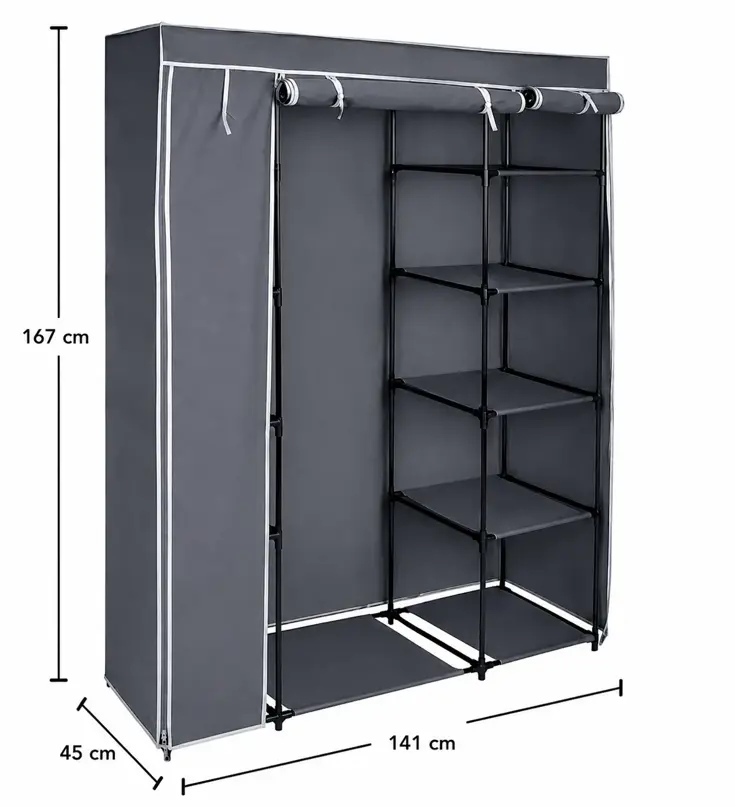 Garderobekast Donkergrijs 141 cm - Kledingkast