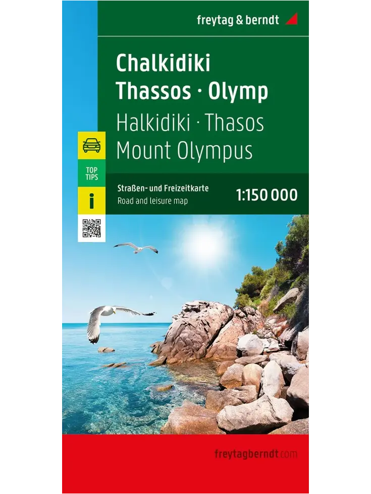 Wegenkaart Chalkidiki, Thasos, Olympus