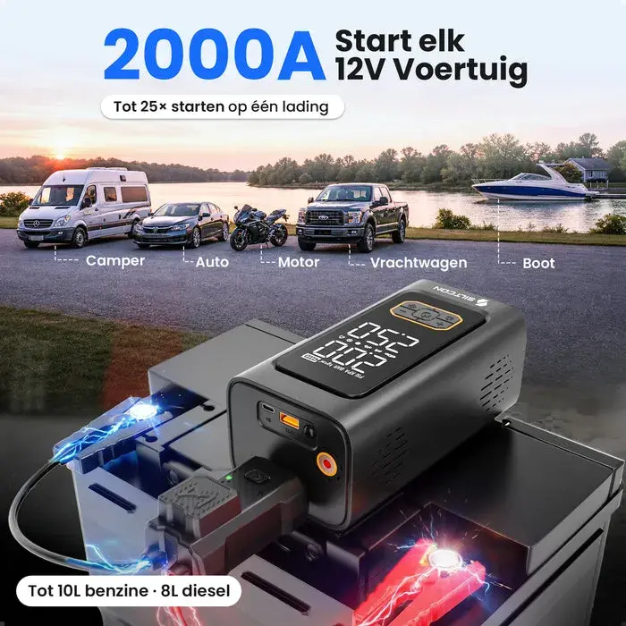 5-in-1 Starthulp & Bandenpomp - 2000A - 10,8 bar
