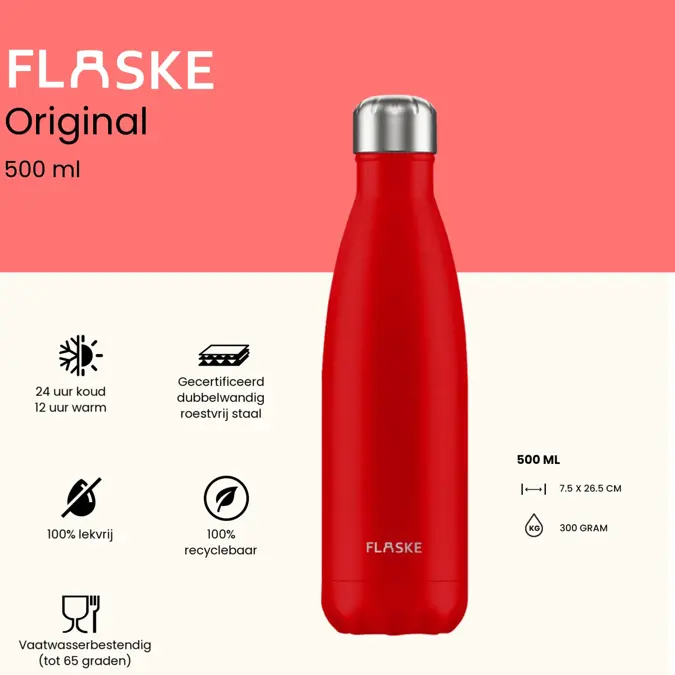 FLASKE 500 ml RVS Drinkfles