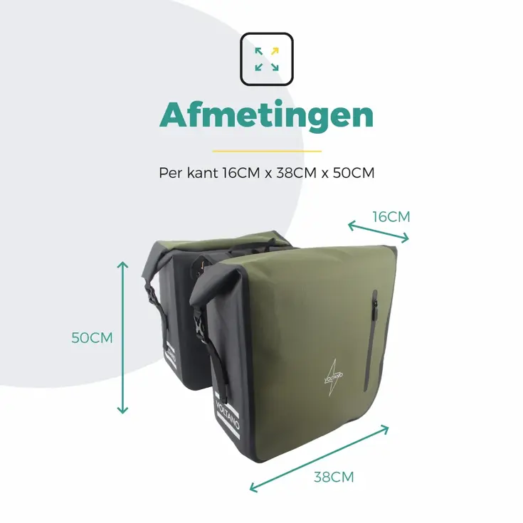 Voltano Dubbele Rolltop Fietstas 48 L