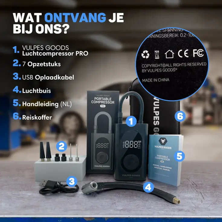 Autocompressor - Bandenpomp - Inclusief reistas