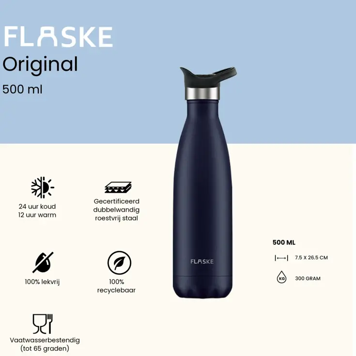FLASKE 500 ml  RVS Drinkfles