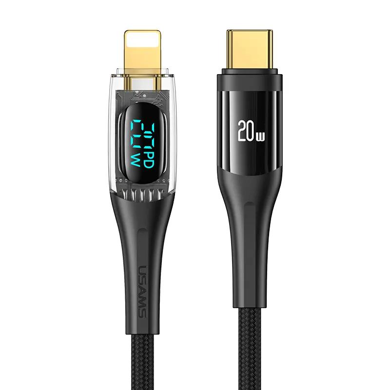 Usams USB-C/Lightning  1.2m  Zwart main product image