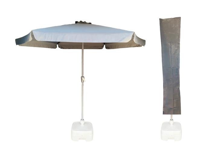 CUHOC Parasol Grijs Ø3m + grote Voet en hoes