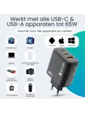 Snellader - 65W - 2x USB-C + USB-A