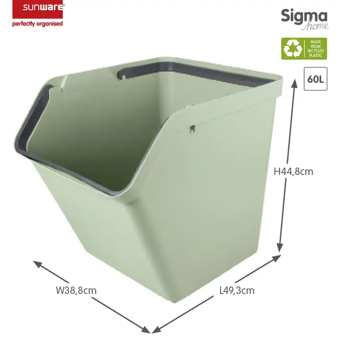 Sigma home - Prullenbak + deksel 60L - 2-dlg
