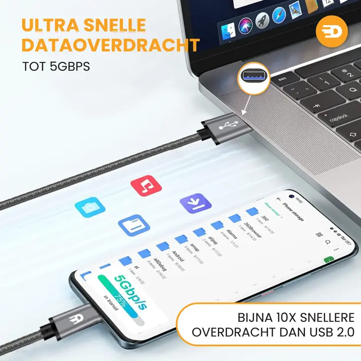 USB naar USB-C Kabel - 1 meter