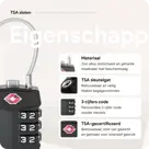 TSA slot met staalkabel voor bagage – 2 stuks