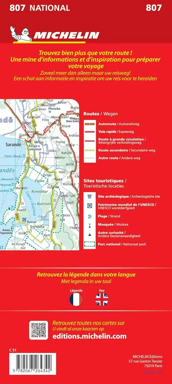 Wegenkaart National 807 Albanië