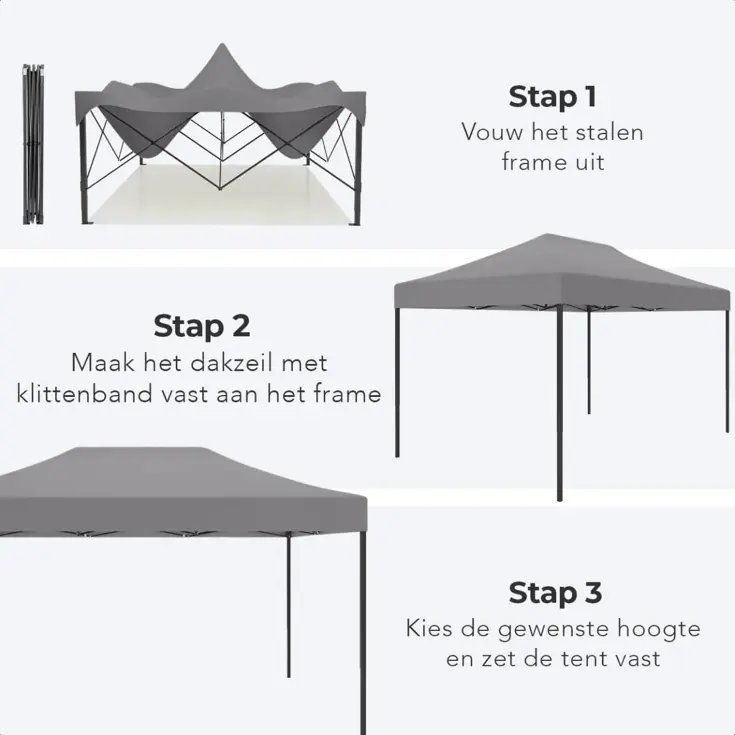 Partytent – 3x4.5 m – Donkergrijs