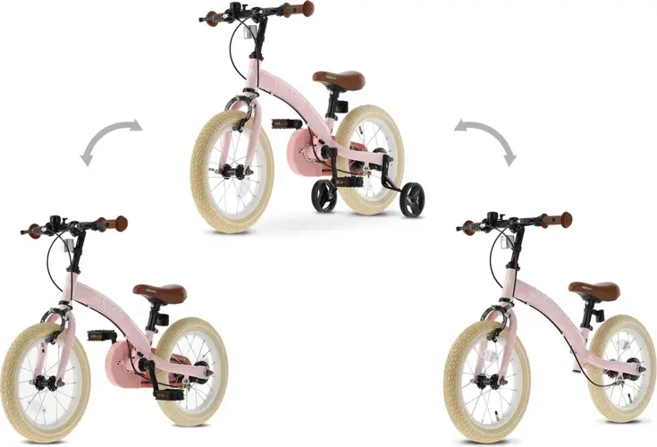 Luxe Kinderfiets 14 inch - 3 in 1 - Loopfiets