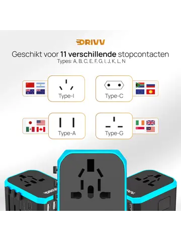 Universele Wereldstekker - Fast Charge