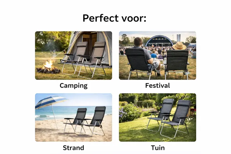 Campingstoel set 2 - inklapbaar grijs
