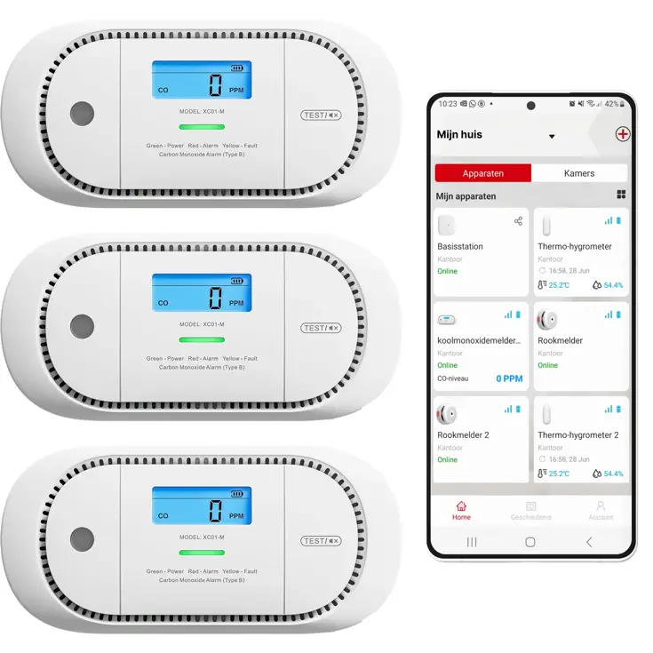 XC01-M Koppelbare koolmonoxidemelder 3-pack
