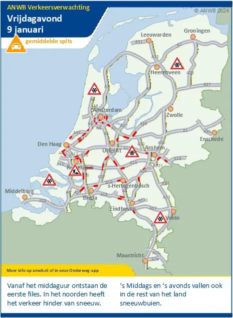 Vanmiddag/vanavond verkeershinder door sneeuwval.