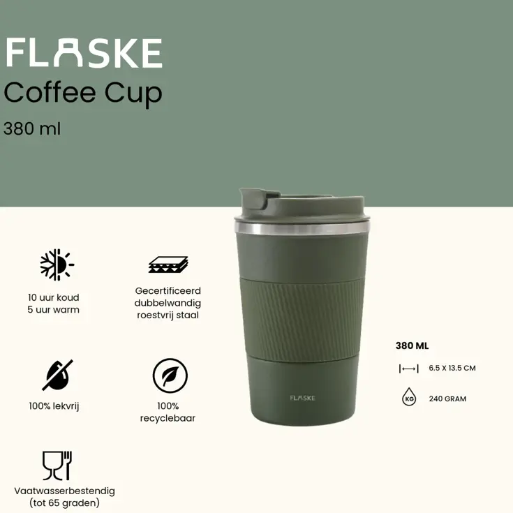 FLASKE 380ML  RVS Koffiebeker to Go