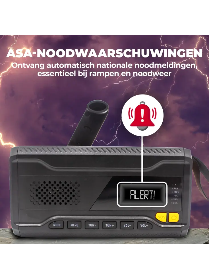 DAB+ Noodradio Zaklamp Solar Powerbank