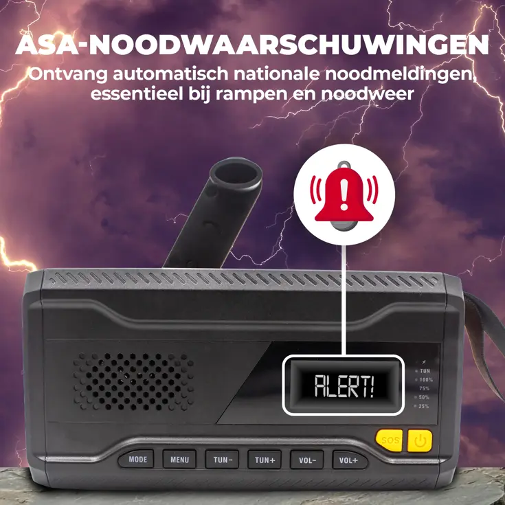 DAB+ Noodradio Zaklamp Solar Powerbank